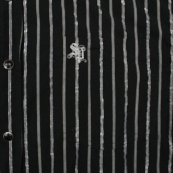 Southpole Premium Shirt Men XL Black/Silver Stripe Pearl Snap Long Sleeve Button - Picture 7 of 13